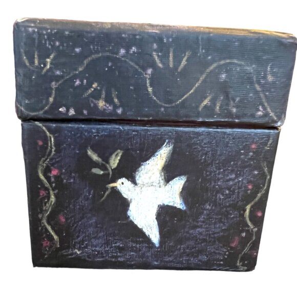 Vtg BOB'S BOXES Primitive Colors Nativity 3 Folk Art NESTING BOXES Angel, Dove - Picture 8 of 16